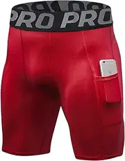 [Lanbaosi] Mens Compression Shorts with Phone Pocket Running Gym Yoga Athletic Tights Baselayer Summer Cool Dry Underwear Pack