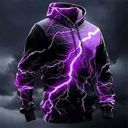 Men's Graphic Lightening Hoodie Hoodies Sweatshirt Hoodie Long Sleeve Hooded Sweatshirt Hooded Fashion 3D Print Sports Outdoor Holiday Vacation Yellow Pink Pri