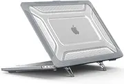 TYTX Compatible with MacBook Pro 16 inch Case A2485 (2021 2022 Release), Heavy Duty Plastic Hard Shell Protective Cover with Fold Kickstand and Shockproof TPU Bumper, Gray