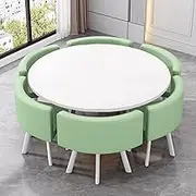 Dining Table Set for 6 Round Office Conference Table and 6 Chair Meetings Negotiation for Combination Living Room Bedroom Balcony Study Room Office Meeting(Mint Green 2)