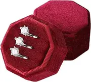 [Generic] Velvet 3 Slots Jewelry Ring Box Engagement Wedding Box Keepsake Box Bridal Photo Ring Triple Slots (Red, One size)