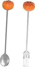 PHENOFICE 1 Set Stainless Steel Pumpkin Spoon Fork Wear Resistant Cutlery for Desserts Fruits Appetizers for Parties Homes Restaurants Weddings