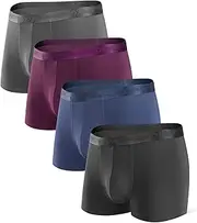 [DAVID ARCHY] Men's Modal Briefs with Fly Separate Pouch Microfibre Underpants Function Double Pockets Underwear