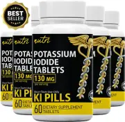 5 Pack Potassium Iodide Tablets 130mg – 300 Total Pills, Thyroid Support