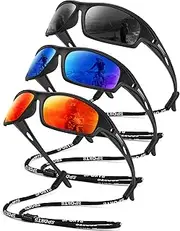 [OUKEMAX] Polarized Sunglasses for Men, Sport Sun Glasses for Fishing Running UV Protection with Sunglasses Strap