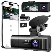Dash Cam Front and Rear3 Channel Dash Cam for Car with 64GB Card4K+1080P+1080...