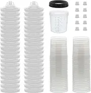 Master Paint System MPS Disposable Paint Spray Gun Cup Liners and Lid System, 40 Pack Standard Size 20 Ounce (600ml) Kit - 40 Cup Liners, 40 Lids with Strainer, 1 Hard Cup with Retainer Ring, 10 Plugs