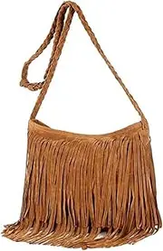 [Generic] Women's fashionable frosted tassel shoulder bag, retro crossbody bag