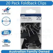 20 Pack Foldback Clips – Black Steel Binder Bulldog Clip Paper Office Au