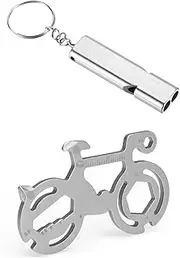 KGDUYC 12-in-1 Mini Bicycle Multifunctional Tool, Bicycle Multitool Bicycle Tool with Aluminium Whistles, Key Tool, Bicycle Keyring Bicycle for Hiking Camping