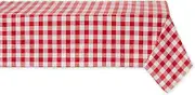 DII 100% Cotton, Machine Washable, Dinner, Summer & Picnic Tablecloth 60 x 84, Tango Red Check, Seats 6 to 8 People