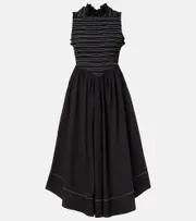 [Ganni] Ganni Smocked cotton-blend midi dress AU 12 black