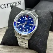 NEW✅AVIATOR✅ Citizen Eco-Drive Silver Blue Calendar Men's Watch 43 MM AW1716-83L
