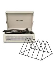 [Crosley] Voyager Bluetooth Portable Turntable - Dune + Gadhouse Vinyl Rack Bundle - Black