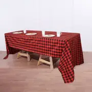 BLACK RED Buffalo Plaid 60x126" RECTANGLE POLYESTER TABLECLOTH Table linens