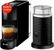 Essenza Mini Coffee Machine Breville Bundle Aeroccino3 Milk Frother Black