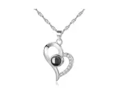 100 Language I Love You Projective Girl Heart Pendant Necklace Jewelry