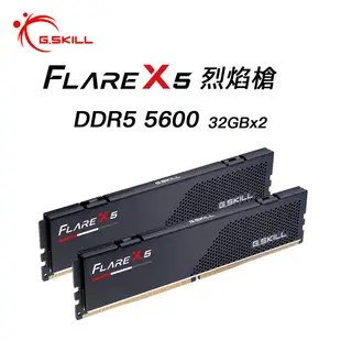 芝奇G.SKILL Flare X5 烈焰槍 32GBx2 雙通 D5-5600 CL36 黑 FOR AMD EXPO