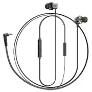 [Dual Dynamic] Z1 Earphone 3.5mm Wired Control Magnetic Adsorption Bass Headphone with Mic GRAY COLOR