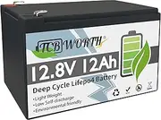 TCBWORTH Lithium Battery 12V 12Ah LiFePO4 Batteries with 10A BMS, Deep Cycle Rechargeable Lithium Iron Phosphate Battery, for Home Alarm, Backup UPS, Ride on Toy, Scooter