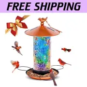 Charming Solar Bird Feeder - Weatherproof Mosaic Lantern Gift for Bird Lovers