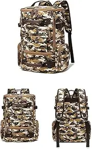 [Sosimcoty] Canvas Travel Backpack for Men Large Laptop Backpack Fit 15 inch Carry-on Convertible Shoulder Rucksack Yellow