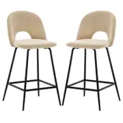 Evie Velvet Bar Stool (Set of 2) - Oatmeal