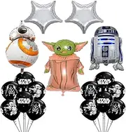 17 Pcs Star Wars Balloon Set, Baby Yoda Balloons,Mandalorian Theme Video Games the Child Birthday Party Foil Film Dalloon Supplies Star Wars Bouquet Decorations for Kids Boys Girls