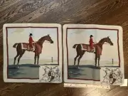 Equestrian w Coat of Arms Aubusson style French Petit Point Needlepoint Pillow