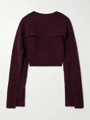 [Erdem] Erdem - Draped Cropped Ribbed Wool And Cashmere-blend Sweater - Plum - M M Purple