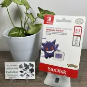 NEW! SanDisk 512GB Micro SD microSDXC Memory Card Nintendo Switch Pokemon Gengar