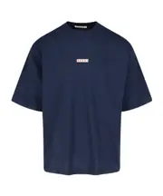 Marni Logo Patch Drop Shoulder T-Shirt IT50,IT56,IT54,IT48,IT46 Blue