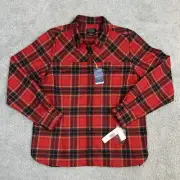 Pendleton Shirt Womens XL Red Flannel Plaid Ultrafine Merino Wool NWT $159 MSRP