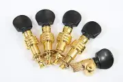 5 string banjo tuning pegs, Golden plated, Black plastic button, 328G-BX