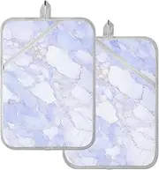 Pot Holders for Kitchen Heat Resistant Silver White Luxury Marble Texture Potholders with Pocket Hot Pot Holders for Kitchen Oven Mitts 2 Pack