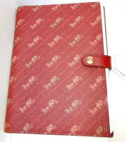 COACH NOTEBOOK Logo Print Canvas HORSE AND CARRIAGE Bright Red LEATHER JOURNAL