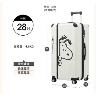 新品上市 SNOOPY史努比 28吋放空款行李箱/旅行箱/登機箱/胖胖箱(全球保固2年)