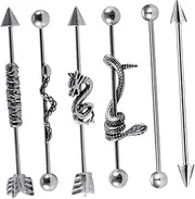 [MOBUTOFU] 6pcs Industrial Piercing Earring Set Industrial Bar Earrings Cartilage Studs for Women