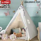 AU Large Teepee Tent Kids Cotton Canvas Pretend Play House Boy Girls Wigwam Gift
