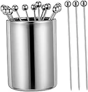 PEPLAYTAL Cocktail Picks for Garnish Stainless Steel Appetizer Picks Set Storage Holder for Parties Bars Homes