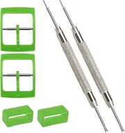 ECSiNG 2 Sets Watch Strap Buckle and Watch Band Loop Kits with Spring Bar Tools Compatible with Swatch Watch Band Replacement Parts 16mm Internal Width Green