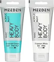 MEEDEN Acrylic Paint Emerald Green: 100ml Heavy Body Acrylic Paint Tube Bundled with Additional Titanium White Colour for Art Craft Painting