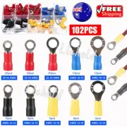 102 Insulated Electrical Wire Splice Terminal Kit Spade/Ring Crimp Connector Set