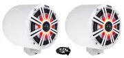 (2) kicker KM65 6.5" LED 360° Swivel White Aluminum Surface Mount Boat Speakers