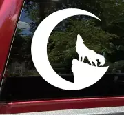 Howling Wolf in Crescent Moon Vinyl Decal - Die Cut Sticker Camping Hiking