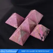 Natural Rose Rhodonite Quartz Crystal Pyramid Orgonite Energy Stone Tower Reiki