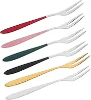 UTHCLO 6 Pcs Fruit Forks Dessert Salad Forks for Appetizers Cakes and More Resistant Elegant Tableware for Home Dining