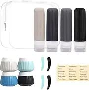 8Pcs Travel Bottles Set for Toiletries Silicone Squeezable Cream Jar Large Opening Leak Proof Refillable Travel Containers Set With Clear Bag for Shampoo Body Lotion Trip Use Multicolor (gray)
