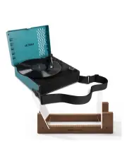 [Victrola] Revolution Go Turntable + Bundled Crosley Record Storage Display Stand in Blue