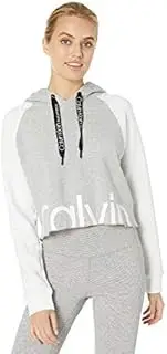 [Calvin Klein] Women's Logo Raglan Crop Pullover Hoodie